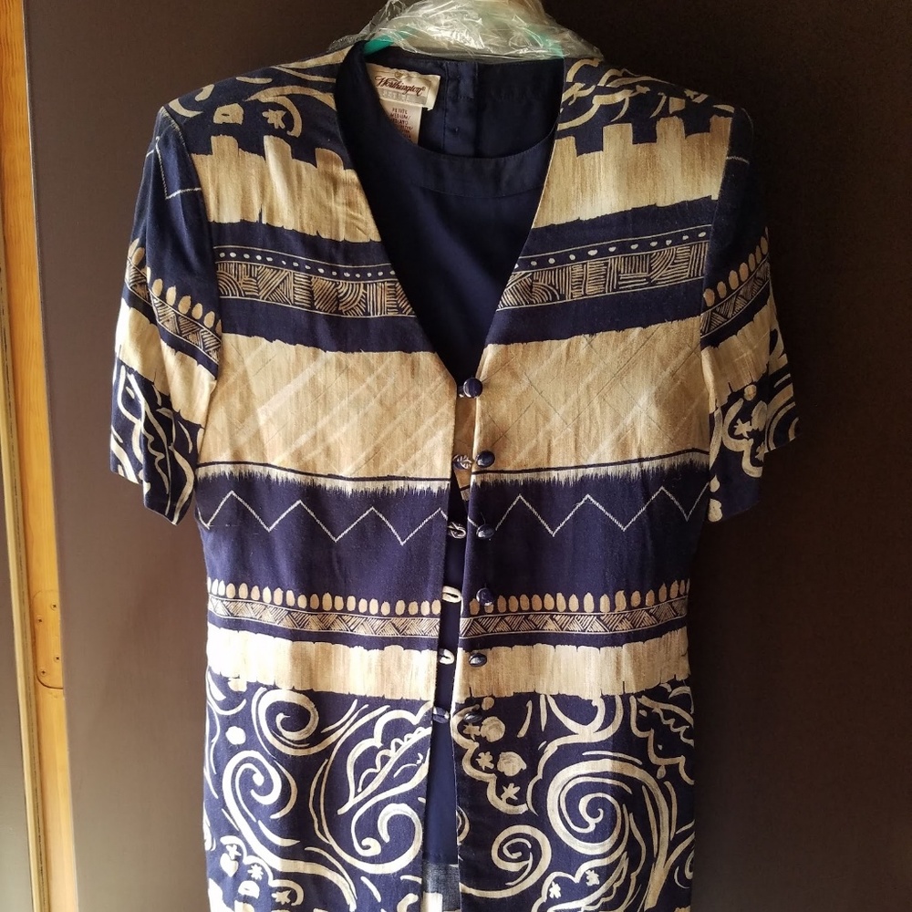 Worthington petite blue cream vintage blazer